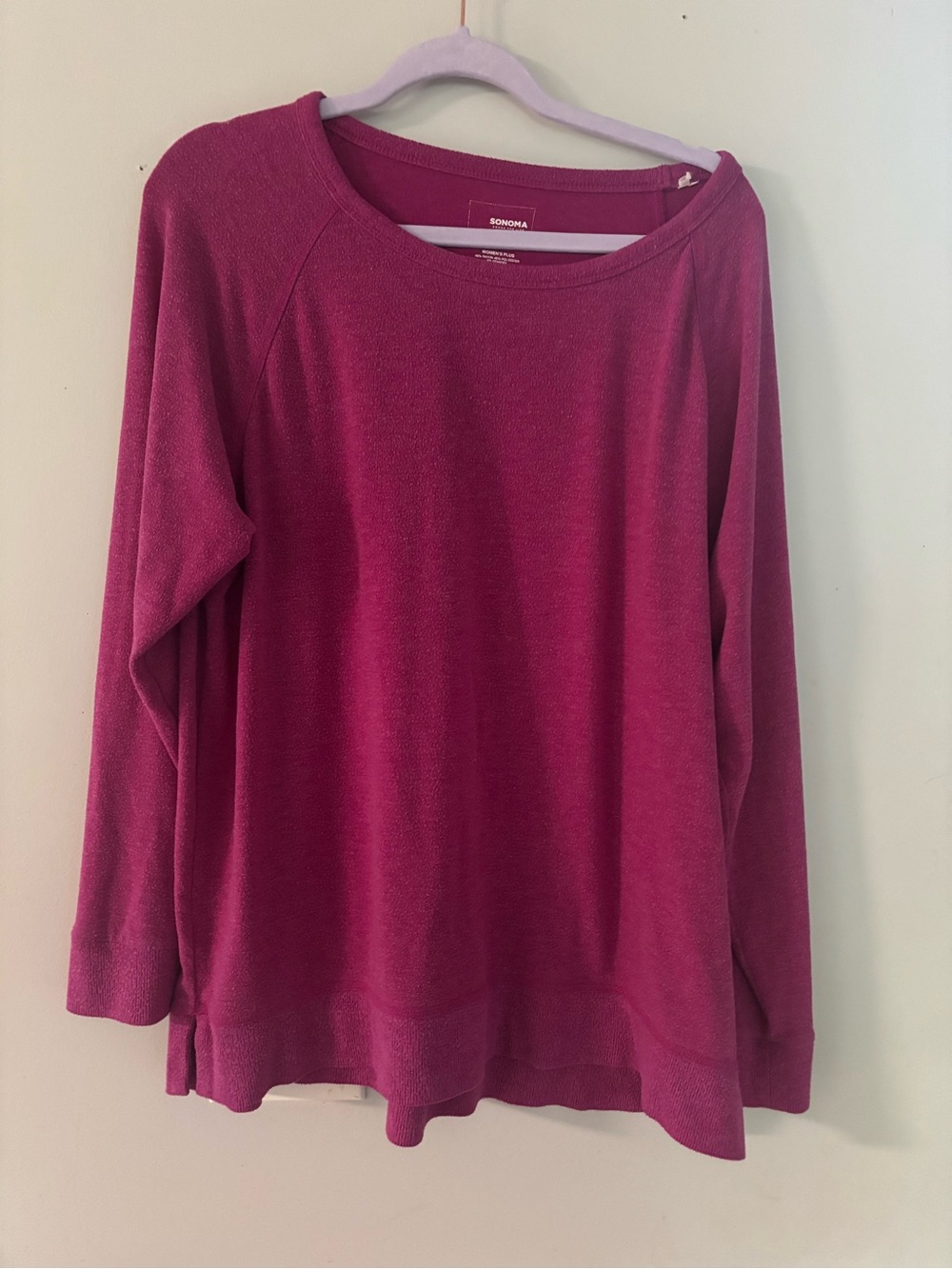 Sonoma Women's Long-Sleeve Scoopneck Top in Deep Pink